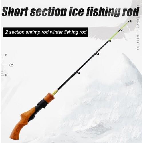 Ice Fishing Rod Carp Fishing Pole Winter Fish Wooden Handle River Shrimp Tackle Outdoor Portable Easy Fishing Carrying