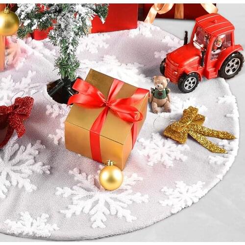 Christmas Tree Skirt 36 Inch Double Layers Jacquard Cashmere Snow Flake Xmas Holiday Decoration Ornament