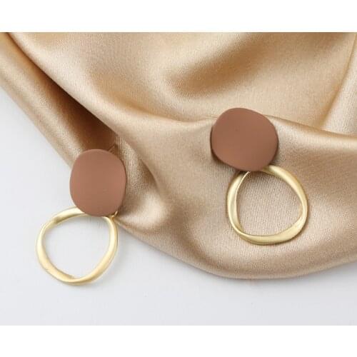Womens Earrings Geometrical Circle Earrings for Women Korean Vintage Metal Earrings 2021 Trendy Fashion Female Jewelry