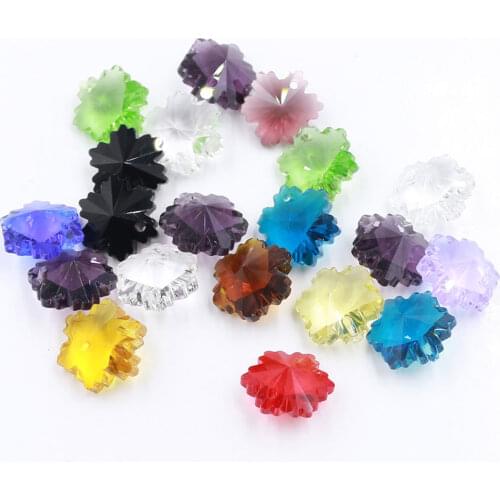 ZHUBI 20PCS 14MM Charms Crystal Snowflower Bead Hanging Hole Pendant Loose Beads Jewelry DIY Craft For Necklace Making