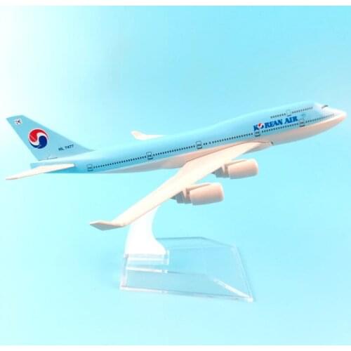 16cm Plane Model Airplane Model Korean Air Boeing 747 Aircraft Model Diecast Metal Airplanes 1:400 Plane Toy Gift