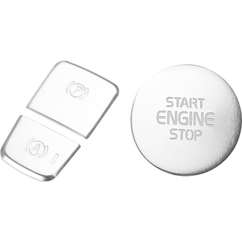 2 Pcs Car Electronic Handbrake P Light Button Sequin Protector & 1 Pcs Key Switch Decoration Sticker