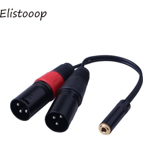 3.5mm Stereo Female Jack to Dual XLR 3 Pin male Plug Y Splitter OFC Aux Audio Cable