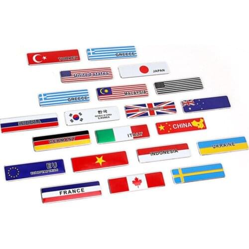 3D Aluminum ASIA Malaysia Vietnam CHINA UKRANIE TURKEY INDONESIA KOREA National Flag Emblem Badge Metal Stickers Universal Decal