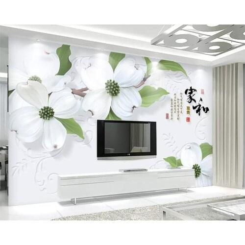 Beibehang Custom wallpaper 3D stereo white flowers floral TV background wall home decoration living room bedroom 3d wallpaper