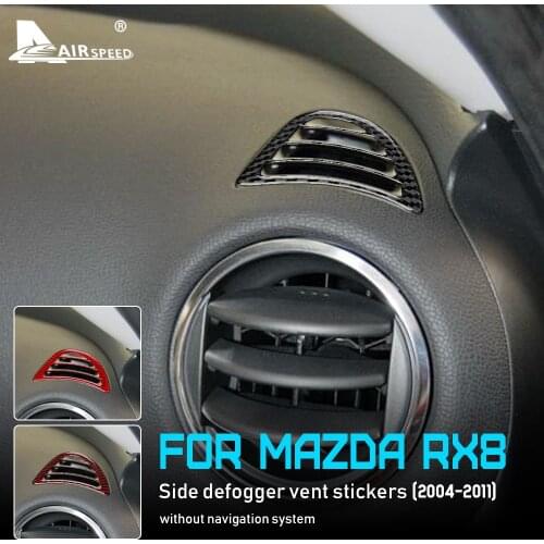 AIRSPEED Carbon Fiber for Mazda RX-8 RX8 2004-2011 Accessories Interior Trim Car Side Defogger Air Outlet Vent Cover Sticker