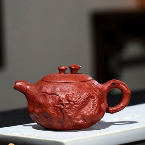 Yixing tea pot Purple Clay Dragon pattern Teapots beauty kettle Raw ore Dahongpao Handmade Boutique Tea set authentic 240ml