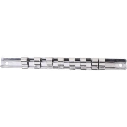 Socket Rack Holder 1/4\" 3/8\" 1/2\" with 8 Clips On Rail Tool Organizer Storage 62KD