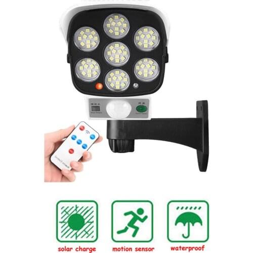 Remote solar fake monitor dummy camera Outdoor Light PIR Motion Sensor Wall Light Waterproof Lamp Garden Decoration security sun