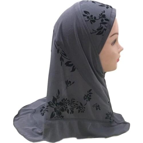 Kids Flower Hijab Mesh Stiching Al Amira For Muslim Girl Fashion 2021 New Islam Hijab Jersey Child Headscarf For Women