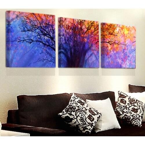 Canvas Painting Color Abstract Tree Art Wall Picture 3 Panel Printing Canvas Home Decoration Painting No Frame T142