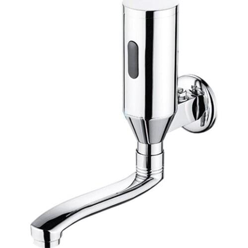Brass Material Chrome Color Wall Mounted Battery Power Luxury Automatic Infrared Sensor Faucet