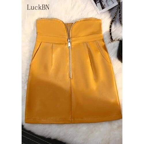 LuckBN Women's Leather Skirts