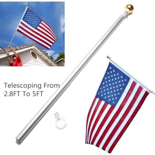 80cm-160cm Aluminum 5FT Metal Adjustable Telescoping Flag Pole Portable Telescopic Extendable Flagpole