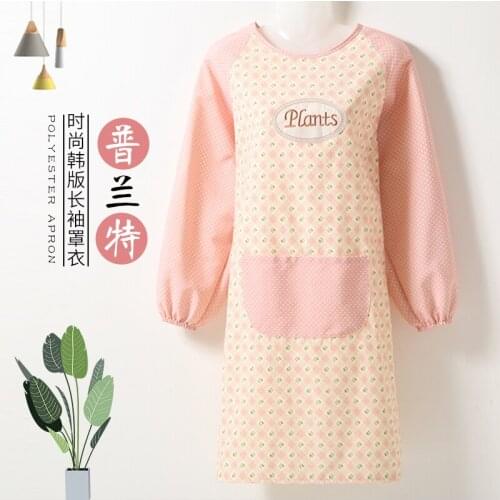 Korean version of cute home long-sleeved apron home kitchen cooking gown