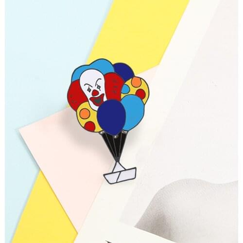 Cartoon Clown Enamel Pin Colorful Hot Air Balloon Lucky Ship Brooches Backpack Shirt Jackets Lapel Pins Badges Jewelry for Kids