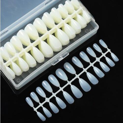 Pear Cut False Nail Tips Stiletto Press On No Adhesive Natural Clear Full Cover Gradient French Long Charms Tip Dropship Designs