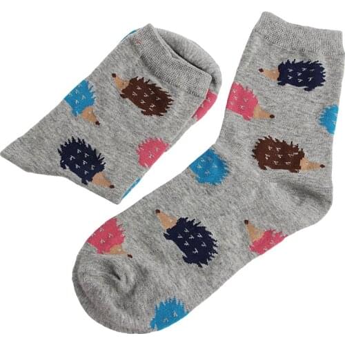 Winter Autumn New Women Hedgehog Animal Socks Colorful Girls Cute Character Comfortable Cotton Casual Hot Sock