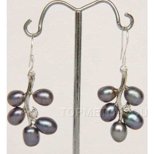 Wholesale new 17X26mm leaves black freshwater pearls Earrings