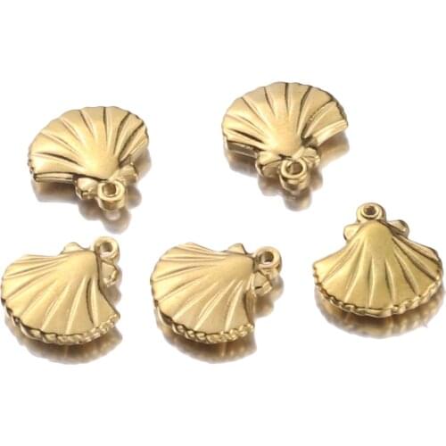 5pcs/lot Charms Double Sided Shell Gold Stainless Steel Making Pendant for DIY Jewelry Bracelet Necklace Earring Making