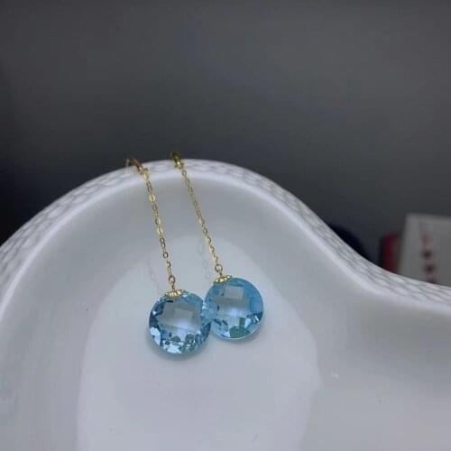 Natural Bule Topaz Drop Earrings 925 Silver Womens Earrings Luxurious Atmosphere Fashion All-match