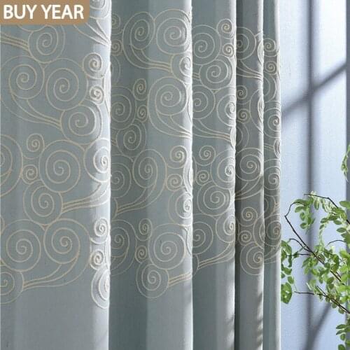 Modern Minimalist Style Polyester Cotton Embroidered Curtains for Living Dining Room Bedroom Blackout Curtains Customization