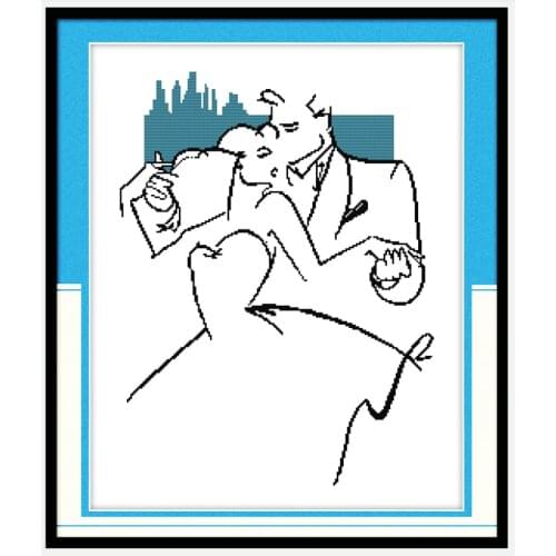 Silent love(6)(City dance) cross stitch kit people 18ct 14ct 11ct count print canvas stitches embroidery DIY handmade needlework