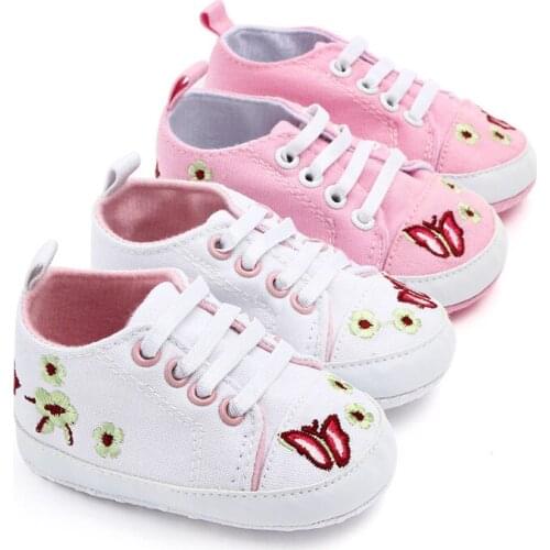 Lovely Embroidery Baby Shoes New Infant Cotton Sport Shoes Soft Sole Anti-slip Newborn Girls First Walkers