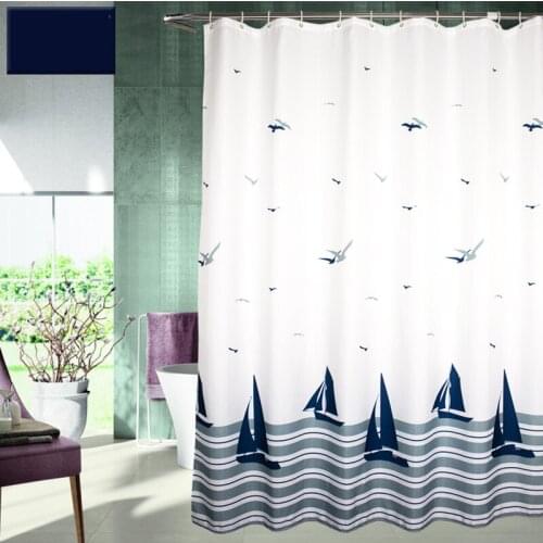 Modern Wave waterproof mildew thickening Seagull sailboat toilet cloth heavier sinker hook bathroom shower curtain M539
