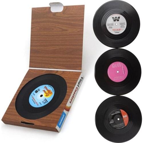 Vinyl Coaster Drinks Cup Holder Retro CD Record Coffee Mug Mat Heat Resistant Tableware Placemat Kitchen Accessories