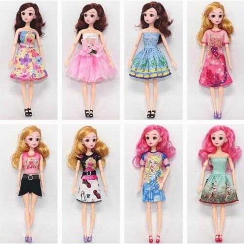 Short Dress Printed Skirt for 30cm Dolls Summer Mini Dress Cute Pattern Daily Clothes Accessories Toys for 1/6 BJD Dolls