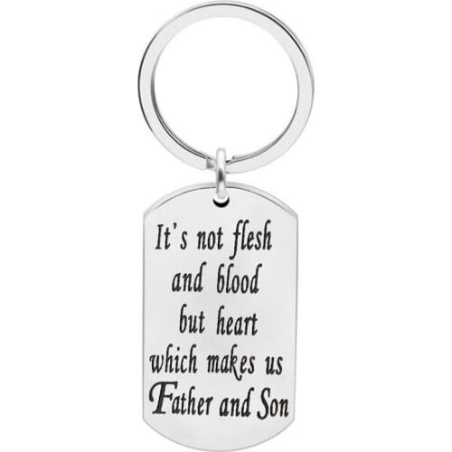 Father Son Jewelry Its Not The Flesh And Blood But Heart Which Makes Us Father And Son Keychain Step Dad Gift Fathers Day