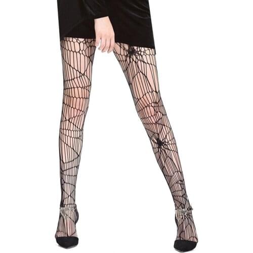 Women Halloween Cosplay Costume Sexy Fishnet Tights Spider Pantyhose Fishing Net Stocking Halloween Accessories For Women