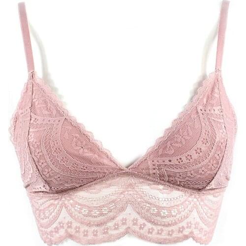 Women Sexy Lace Halter Bralette Unlined Underwear Bras Intimate Tops Ultrathin Bra Crop Top Floral 3/4 Cups