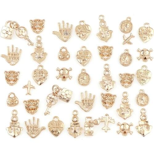 20pc Gold Fashion Mix Hands Air Shape Metal Hollow Frame Glue Blank Connector Charms Pendant DIY Jewelry Findings Accessories
