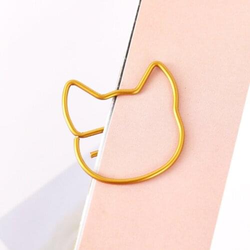 Gold Paper Clip Simple Cat Modeling Metal Bookmark Cute Cartoon Decorative Paper Clip Paper Clips Paperclips Office Supplies