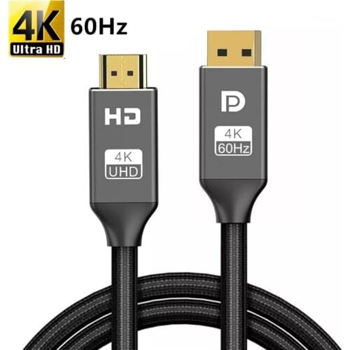 1M 2M 3M Display Port to HDMI Cable 4K 60Hz 30Hz DP to HDMI-compatible Cable for PC xiaomi Laptop TV Projector Video Audio Wire