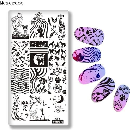 1Pcs Nail Stamping Plate Nail Art Stamping Image Plate Cute Dog Patterns DIY Stamp Template Nail Stencil Tool Kits C01