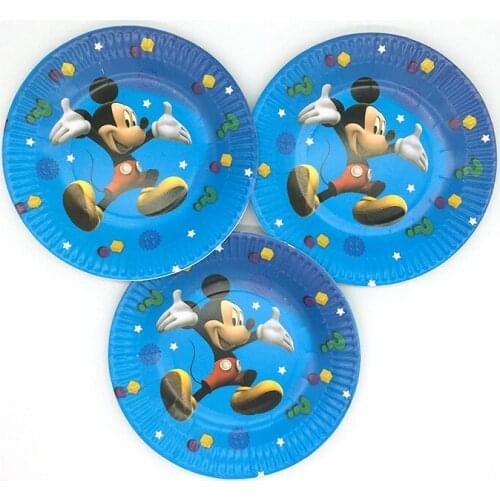 10pcs Disney Mickey Mouse Theme Kids Birthday Party decoration Paper Plate Dish 7inch Print Round Plates Party Supplies