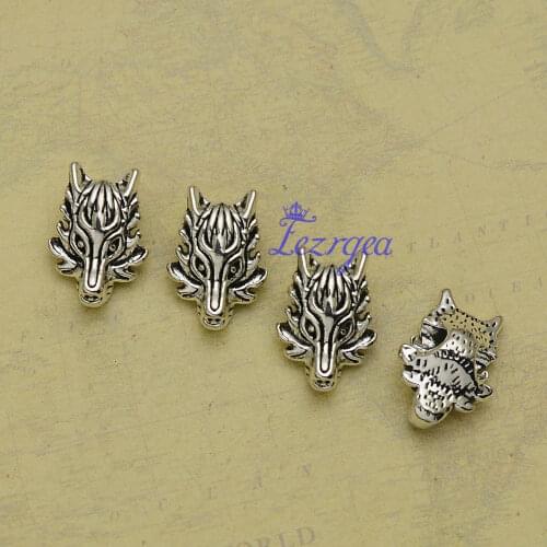 10pcs/lot--18x13x7mm,hole--4mm, Antique silver plated dragon head big hole charms,DIY supplies, Jewelry accessories