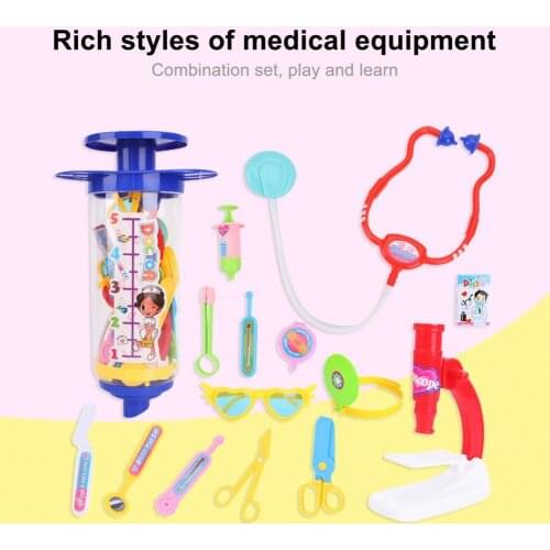 12Pcs/Set Delicate Craft Rich Accessories Colorful Kids Doctor Toy Vivid Smooth Edge Stethoscope Doctor Toy Kit for Home