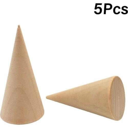 5Pcs/Set Ring Organizer Wooden Cone Creative Ring Holder Jewelry Display Holder Ring Display Tools Jewelry Storage Supplies
