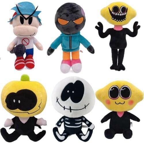 6pcs/set Anime Pumpkin Skull Bomberman Friday Night Funkin Plush Toy Cute Spooky Month Skid Pump Stuffed Dolls Children Gift Toy