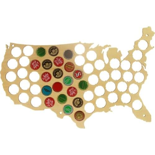 USA Patriotic Wooden Beer Cap Maps Beer Bottle Caps Map of USA Display Board Decorative Board Wall Art Decor For Cap Collectors