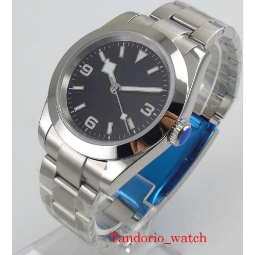 Bliger Sterile Black/Blue Sterile Dial MIYOTA 8215 Automatic Men Watch Oyster Bracelet Luminous Marks Polished Bezel