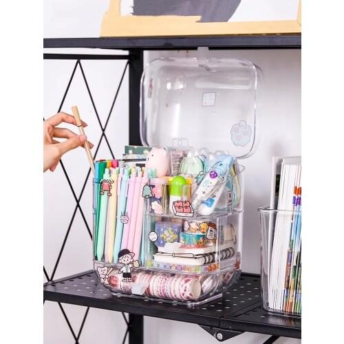 Large Capacity Pencil Storage Case Container Makeup Organizer Box Desktop Sundries Storage Box Stationery Box School