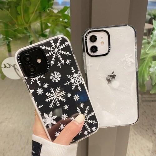 Astronauts Pattern Snowflake Clear Soft Phone Case For iPhone 12 Mini 11 Pro Max SE 2020 7 8 Plus X XR XS Max Luxury Brand Cover