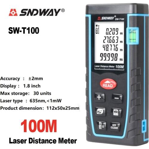 SNDWAY 40M 60M 80M 100M Rangefinder Trena Laser Distance Meter Laser Tape Range Finder Build Measure Device Ruler Mini Test Tool