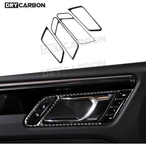 For Porsche Macan 2015-2018 Carbon Fiber Car Inner Door Handle Panel Trim Frame Cover Stickers Accessories