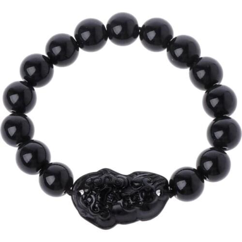 Feng Shui Obsidian Stone Wealth Pi Xiu Bracelet Attract Wealth and Good Luck N2UE